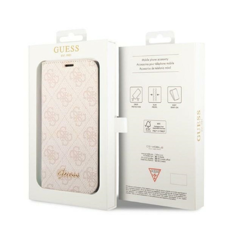 Guess 4G Metal Camera Outline Booktype Case - Etui iPhone 14 Plus (różowy)