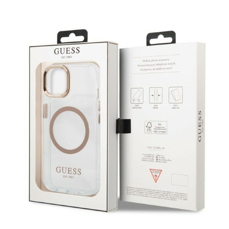 Guess GUHMP13MHTRMD iPhone 13 6,1" złoty/gold hard case Metal Outline Magsafe