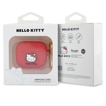 Etui Hello Kitty Silicone 3D Kitty Head na AirPods 3 - fuksjowe