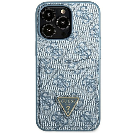 Schutzhülle IPHONE 13 PRO Guess Hardcase 4G Triangle Logo Cardslot (GUHCP13LP4TPB) blau