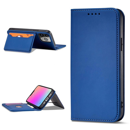 Magnet Card Case for iPhone 13 cover card wallet card stand blue