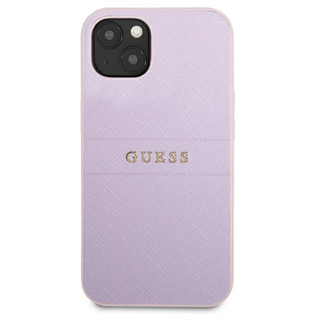 Original Case IPHONE 13 MINI Guess Saffiano Hot Stamp & Metal Logo (GUHCP13SPSASBPU) purple