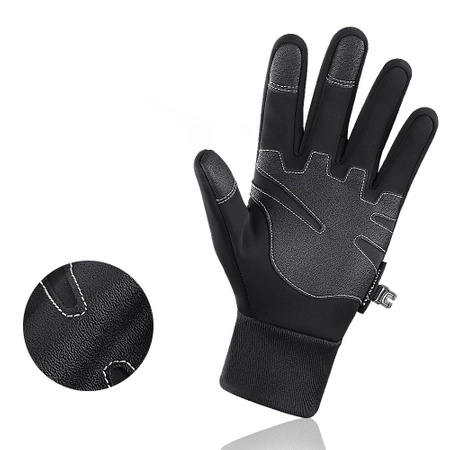 Insulated, non-slip sports phone gloves (size L) - black