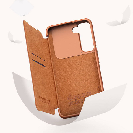 Nillkin Qin Leather Pro Case Hülle für Samsung Galaxy S22+ (S22 Plus) Kameraschutz Holster Cover Flip Cover Braun