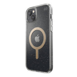 Speck Presidio Perfect-Clear with Glitter + MagSafe - Etui iPhone 14 Plus z powłoką MICROBAN (Clear / Gold Glitter)