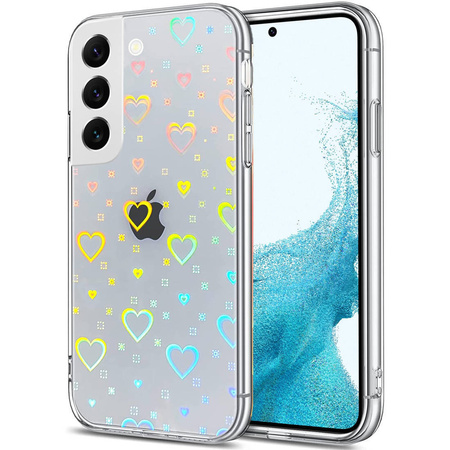 Etui IPHONE 14 Luminous Hearts Case Holograficzne Serca transparentne