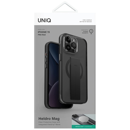 Etui UNIQ Heldro Mag Mag Magclick Charging na iPhone 15 Pro Max - czarne