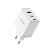 Duzzona 3-port GaN charger 2 x USB Type C + USB 65W PD QC3.0 white (T1)