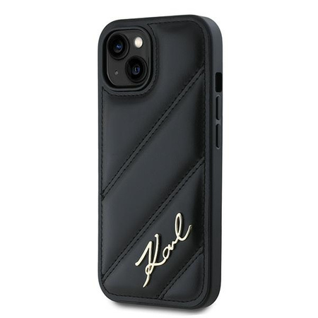 Karl Lagerfeld KLHCP13MPQDSMGK iPhone 13 6.1" czarny/black hardcase Diagonal Quilted Script