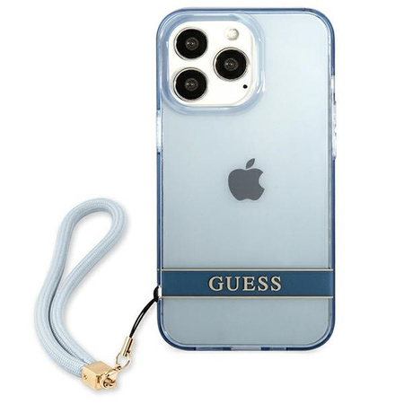 Case IPHONE 13 PRO Guess Hardcase Translucent Stap (GUHCP13LHTSGSB) blue