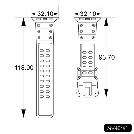 Strap Triple Protection strap for Apple Watch SE, 8, 7, 6, 5, 4, 3, 2, 1 (41, 40, 38 mm) band bracelet green