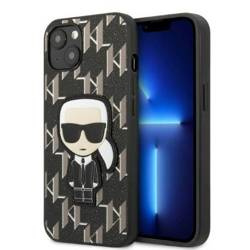 Original Handyhülle IPHONE 13 MINI Karl Lagerfeld Hardcase Monogram Ikonik Patch schwarz