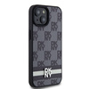 DKNY DKHCP15MPCPTSSK iPhone 15 Plus / 14 Plus 6.7" czarny/black hardcase Leather Checkered Mono Pattern & Printed Stripes