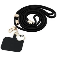 Hello Kitty Patch & Kitty Head Charm Universal Phone Lanyard - Black