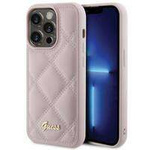 Guess Quilted Metal Logo Hülle für iPhone 15 Pro – Rosa