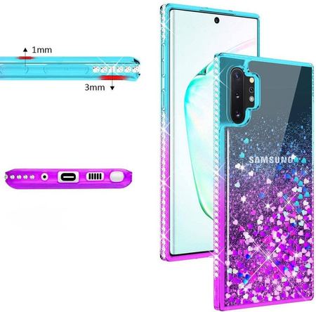 Etui IPHONE 12 MINI Diamond Liquid Przelewany Brokat niebiesko-fioletowe