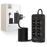 TECH-PROTECT PC6X6 POWER STRIP 3 USB & 3 TYPE-C & 6 SOCKET 200CM BLACK