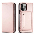 Magnet Card Case Hülle für iPhone 14 Flip Cover Wallet Stand Pink