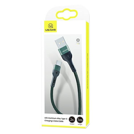 USAMS Kabel pleciony U55 2A USB-C 1szt. for set U55 zielony/green 1m SJ449USBSG02 (US-SJ449)