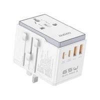 Dudao A65Pro 65W EU / US / JP / AUS / UK travel adapter 2x USB-C 2x USB-A - white