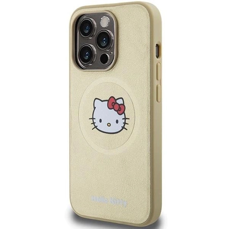 Hello Kitty Kitty Head MagSafe-Hülle aus Leder für iPhone 14 Pro Max – Gold