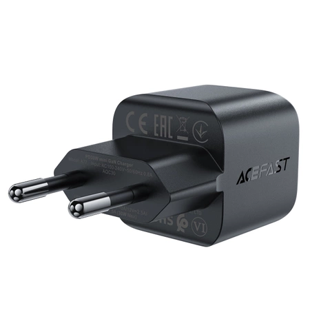 Acefast A77 Mini PD 30W GaN USB-C Wandladegerät – Schwarz