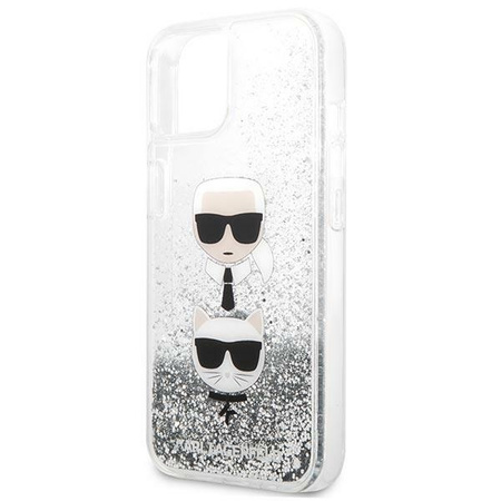 Karl Lagerfeld KLHCP13SKICGLS iPhone 13 mini 5,4" srebrny/silver hardcase Liquid Glitter Karl&Choupette Head