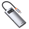 Baseus Metal Gleam 4w1 wielofunkcyjny HUB USB Typ C - USB Typ C Power Delivery 100 W / HDMI 4K 30 Hz / USB 3.2 Gen 1 / USB 2.0 (CAHUB-CY0G)