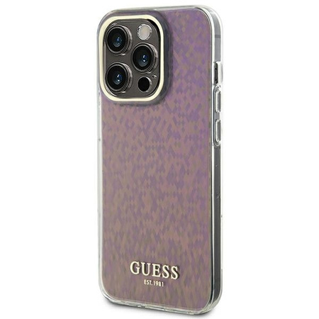 Etui Guess IML Faceted Mirror Disco Iridescent do iPhone 15 Pro - różowe