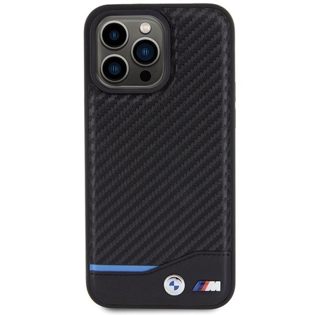 BMW Leder-Carbon-Hülle für iPhone 15 Pro Max – Schwarz