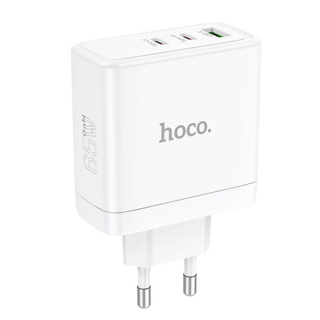 HOCO ładowarka sieciowa 2 x Typ C + USB A QC PD 65W GaN N30 biała