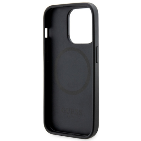 Guess GUHMP14LP4RPSK iPhone 14 Pro 6,1" schwarz/schwarzes Hardcase 4G bedruckte Streifen MagSafe