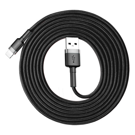 Baseus Cafule Cable - Kabel połączeniowy USB do Lightning, 1.5 A, 2 m (szary/czarny)