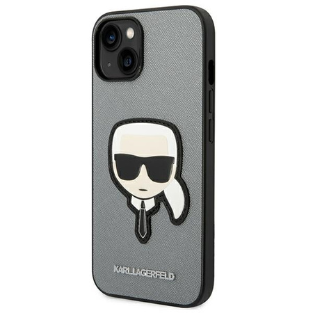 Karl Lagerfeld Saffiano Karl Head Patch Case – Etui iPhone 14 Plus (srebrny)