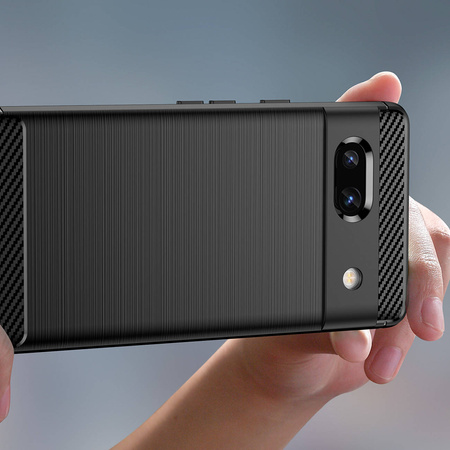 Carbon Case für Google Pixel 7a flexible Silikon-Carbon-Hülle schwarz