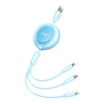 Baseus Bright Mirror 2 kabel przewód 3w1 USB Typ A - micro USB + Lightning + USB Typ C 3.5A 1.1m błękitny (CAMJ010017)