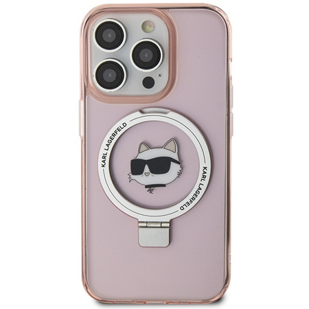 Karl Lagerfeld KLHMP15LHMRSCHP iPhone 15 Pro 6.1&quot; pink/pink hardcase Ring Stand Choupette Head MagSafe