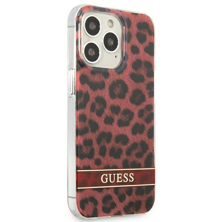 Schutzhülle IPHONE 13 PRO Guess Hardcase Leopard (GUHCP13LHSLEOR) rot