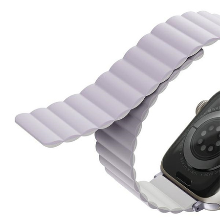 UNIQ pasek Revix Apple Watch Series 4/5/6/7/8/SE/SE2/Ultra 42/44/45mm. Reversible Magnetic lilak-biały/lilac-white