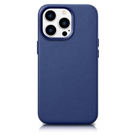 iCarer Case Leather Genuine Leather Case Cover for iPhone 14 Pro Max Blue (WMI14220708-BU) (MagSafe Compatible)