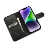 iCarer Oil Wax Wallet Case 2in1 Cover iPhone 14 Plus Anti-RFID Leder Flip Case Schwarz (WMI14220723-BK)