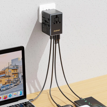 Dudao A65Pro 65W EU / US / JP / AUS / UK Reiseadapter 2x USB-C 2x USB-A - Schwarz