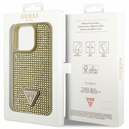 Guess GUHCP14LHDGTPD iPhone 14 Pro 6,1" Gold/Gold Hardcase Strass Dreieck