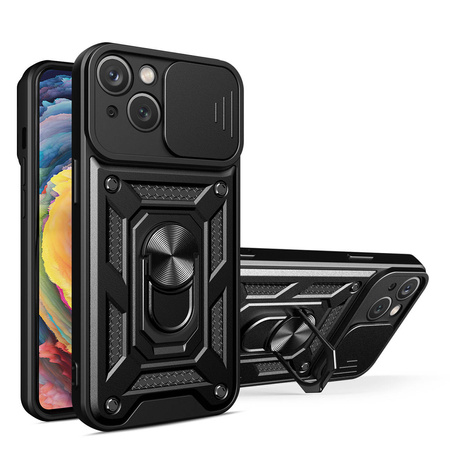 Hybrid Armor Camshield Case für Vivo X80 Lite / Vivo V25 Armor Case mit Kameraabdeckung Schwarz