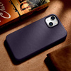 iCarer Case Leather Genuine Leather Case Cover for iPhone 14 Dark Purple (WMI14220705-DP) (MagSafe Compatible)