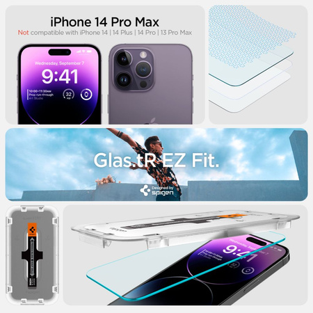 TEMPERED GLASS Spigen GLAS.TR &quot;EZ FIT&quot; 2-PACK IPHONE 14 PRO CLEAR