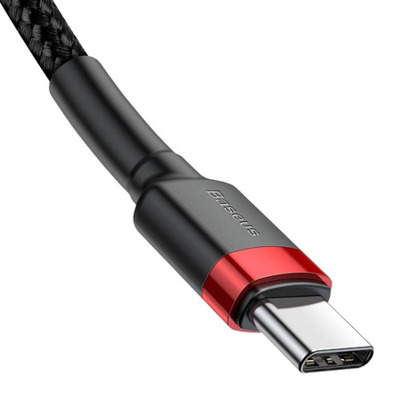 Baseus Cafule Cable wytrzymały nylonowy kabel przewód USB-C PD / USB-C PD PD2.0 60W 20V 3A QC3.0 2M czarno-czerwony (CATKLF-H91)