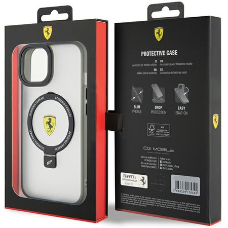 Ferrari FEHMP15SUSCAK iPhone 15 6,1&quot; schwarz/schwarz Hardcase Ring Stand 2023 Collection MagSafe