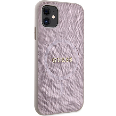 Guess GUHMN61PSAHMCP Hülle für iPhone 11 / Xr – rosa Saffiano MagSafe