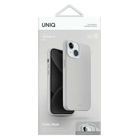 Uniq Lino Hue iPhone 15 case 6.1&quot; Magclick Charging light gray/chalk gray